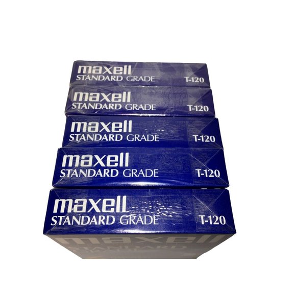 Lot of 5 Maxell T-120 Standard Grade 6 Hour Blank VHS VCR Video Tapes NEW Sealed - Picture 6 of 7